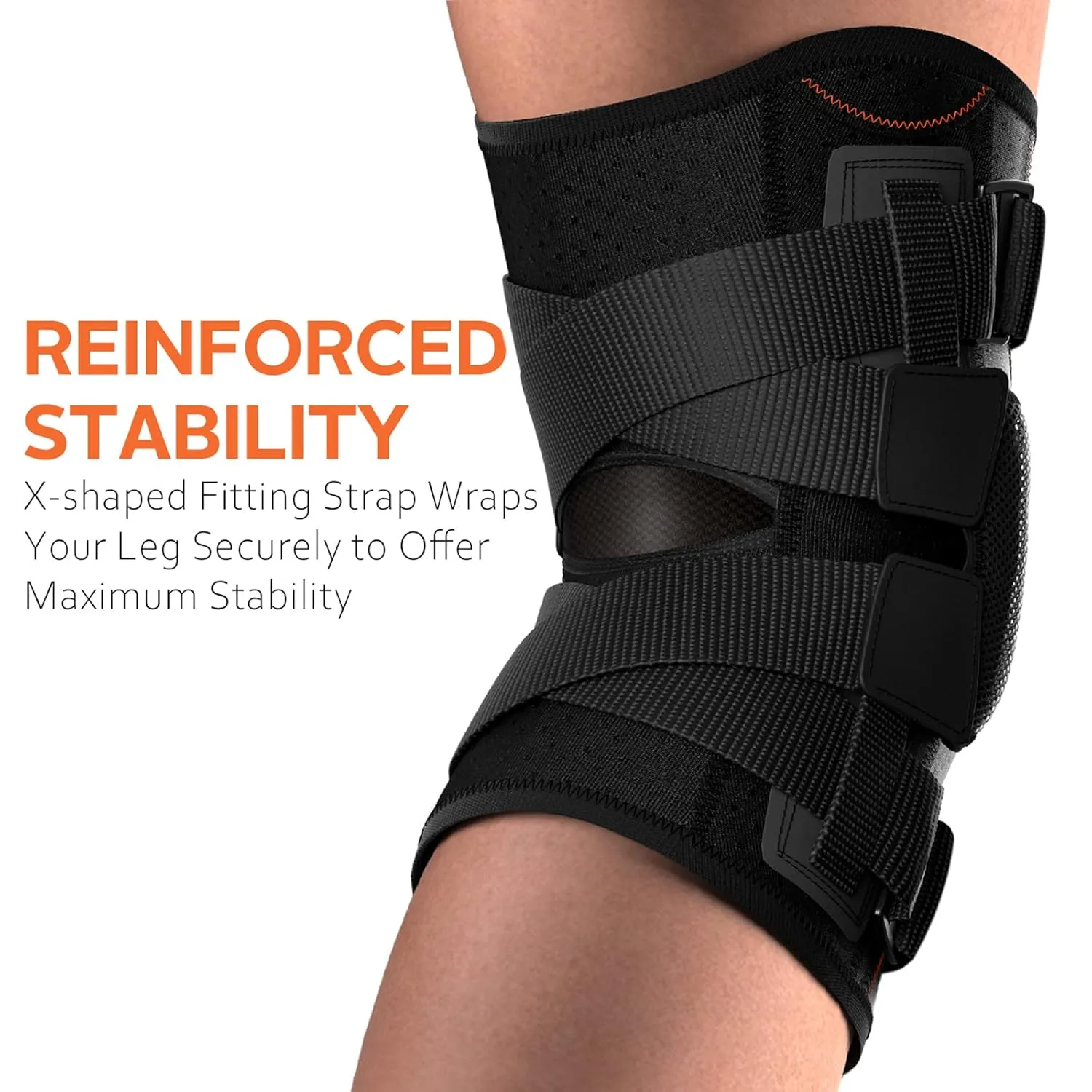 Omples Hinged Knee Brace for Knee Pain Knee Braces for Meniscus Tear Knee Support with Side Stabilizers for Men and Women Patella Knee Brace for Arthritis Pain Running Working Out (Black, XXXX-Large)