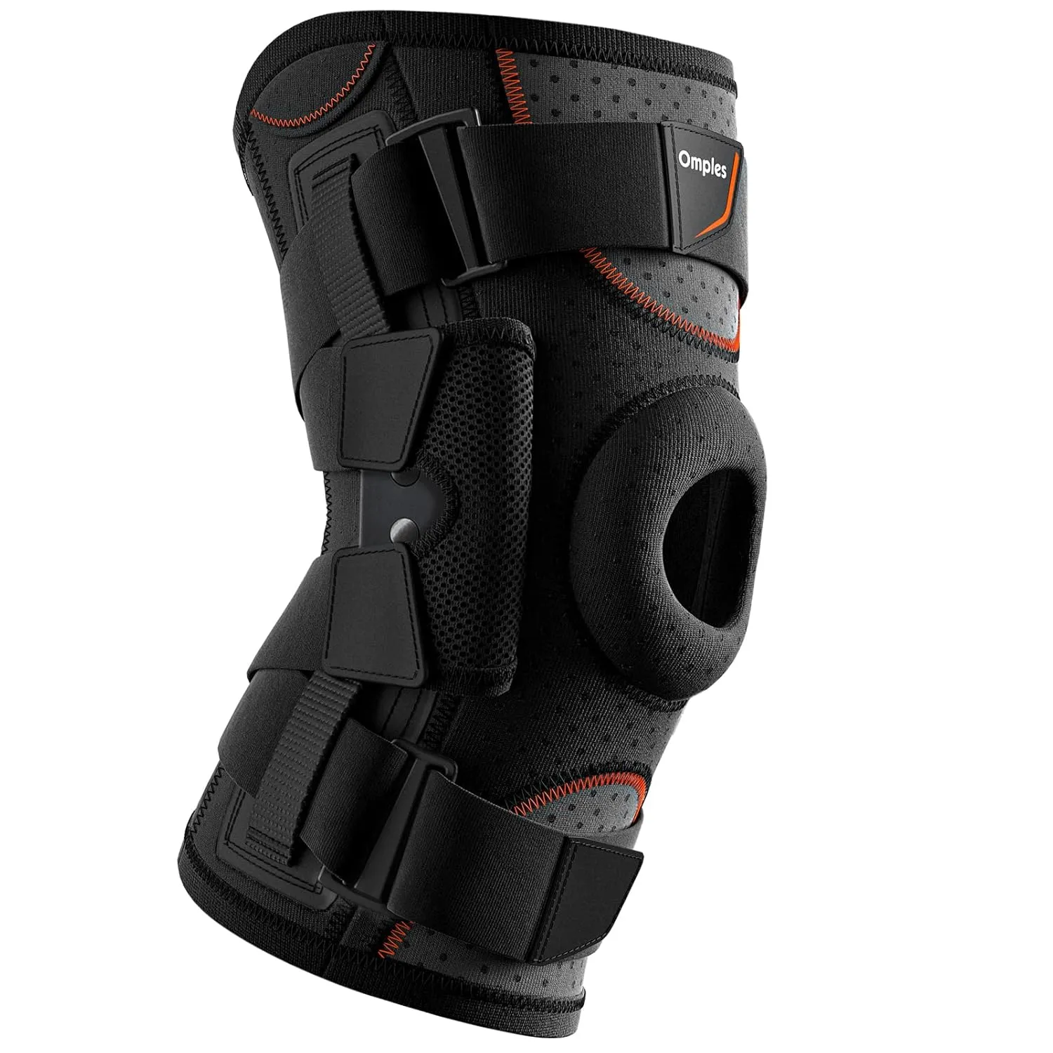 Omples Hinged Knee Brace for Knee Pain Knee Braces for Meniscus Tear Knee Support with Side Stabilizers for Men and Women Patella Knee Brace for Arthritis Pain Running Working Out (Black, XXXX-Large)
