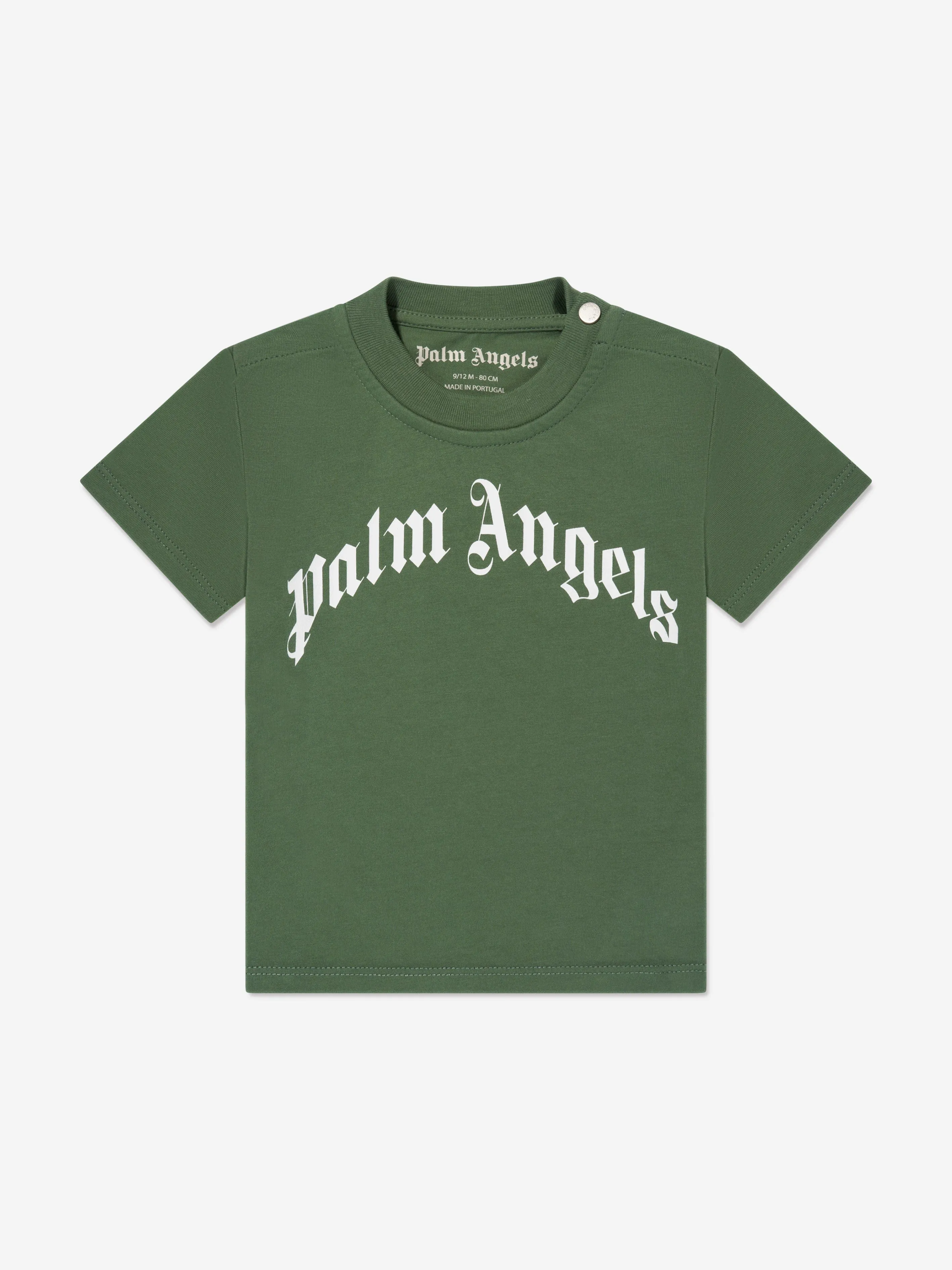 Palm Angels Baby Boys Curved Logo T-Shirt in Green