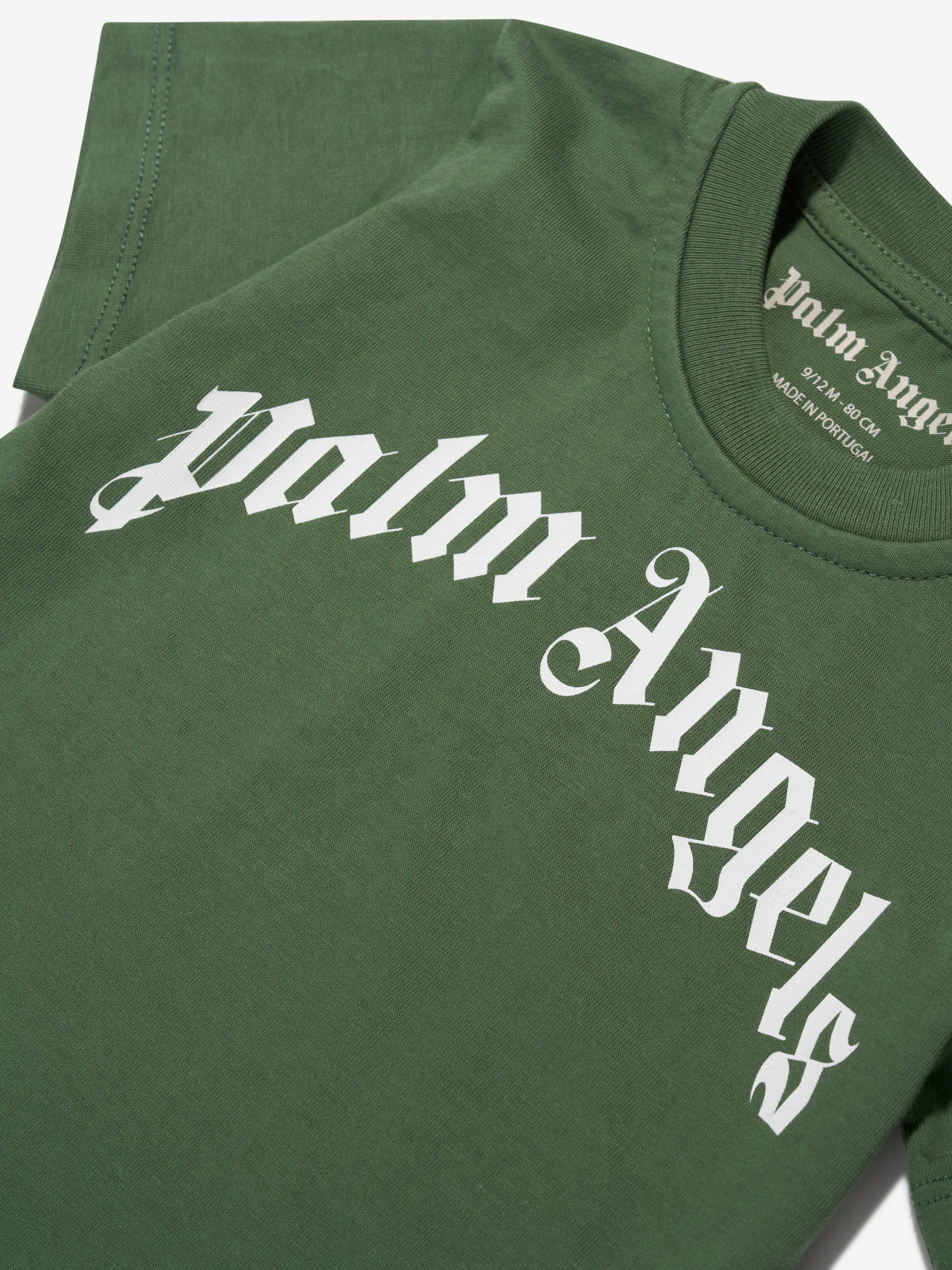 Palm Angels Baby Boys Curved Logo T-Shirt in Green