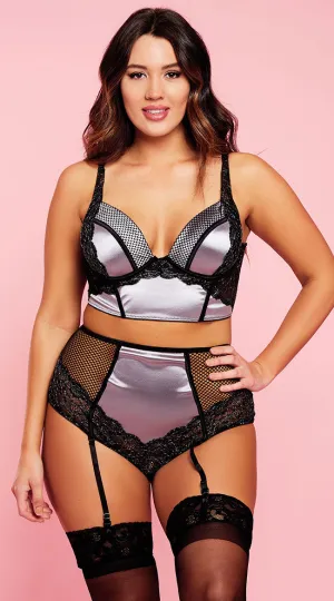 Plus Size Fleur Fishnet Lace Bra Set