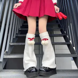 Pompon Christmas leg warmers