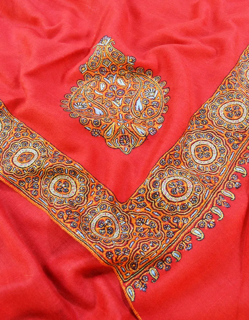 red embroidery Pashmina shawl 8665