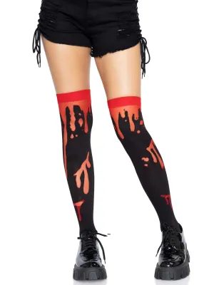Red Splatter Thigh High Stockings