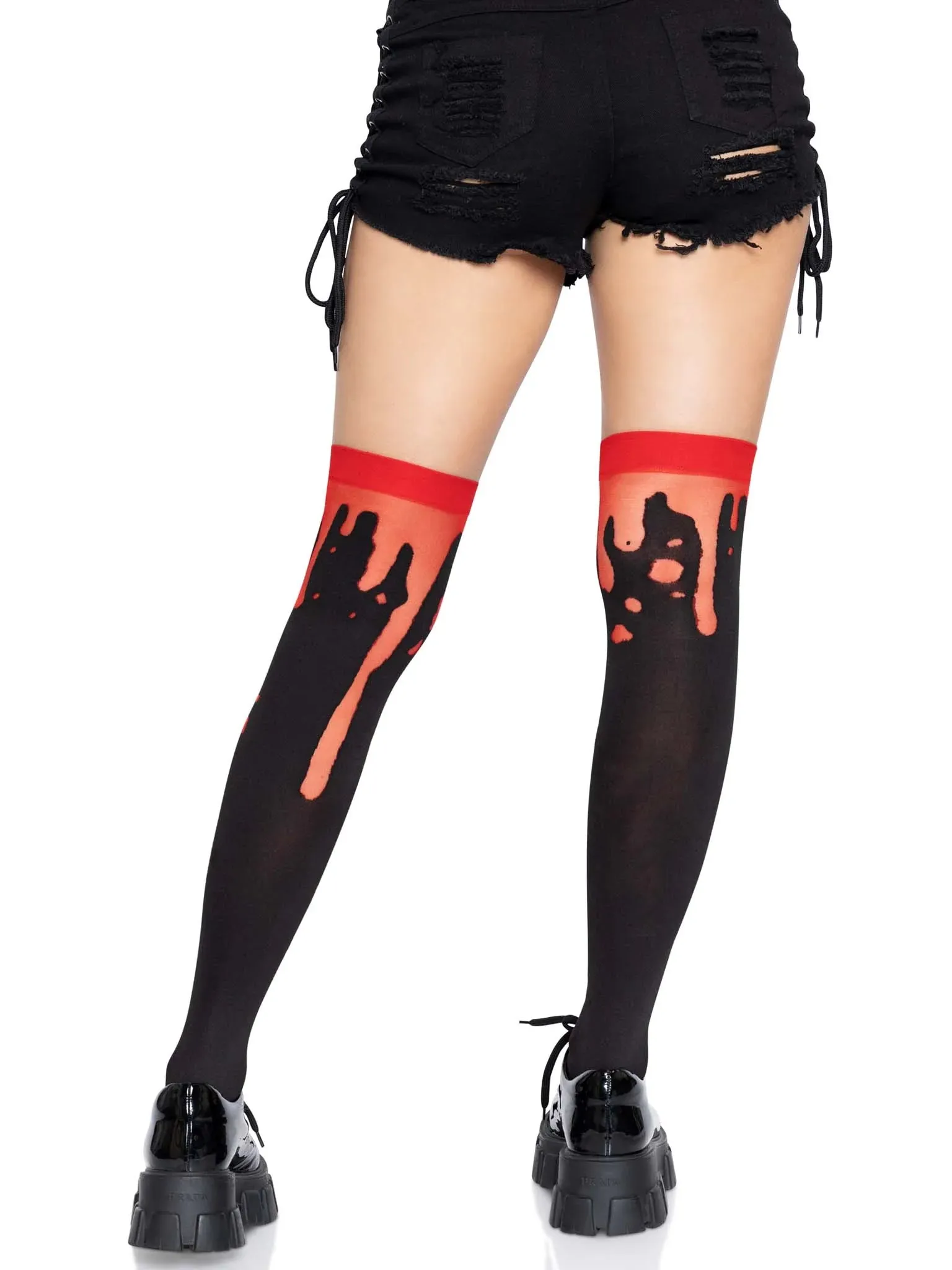 Red Splatter Thigh High Stockings