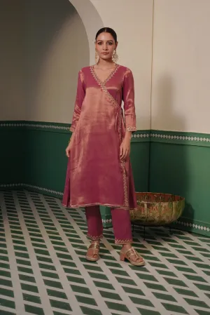 Regal Purple TIssue Angrakha with dori embroidery and sequins work for women