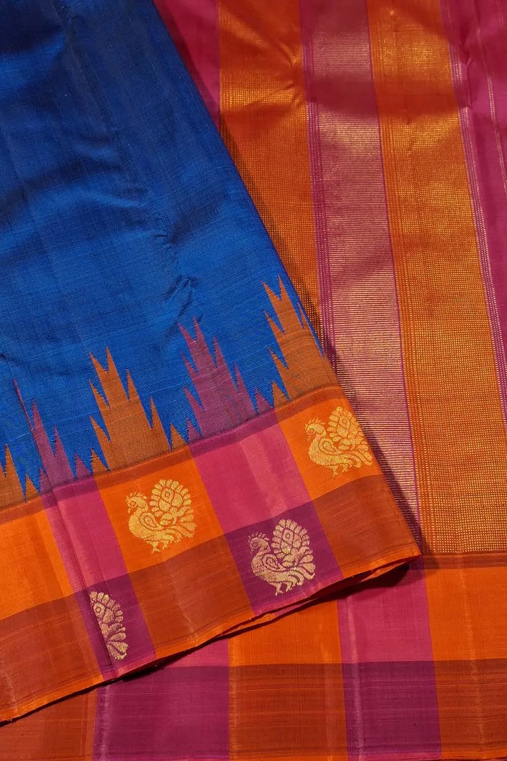 Regal Royal Blue Handloom Kanjeevaram Pure Silk Saree