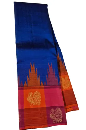 Regal Royal Blue Handloom Kanjeevaram Pure Silk Saree