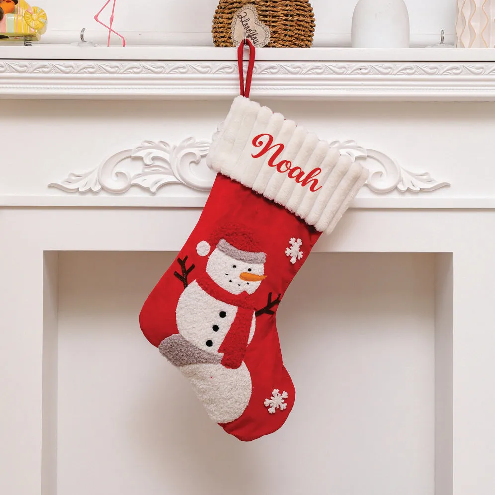 Santa and Frosty Festive Stocking - Snowy Snowman