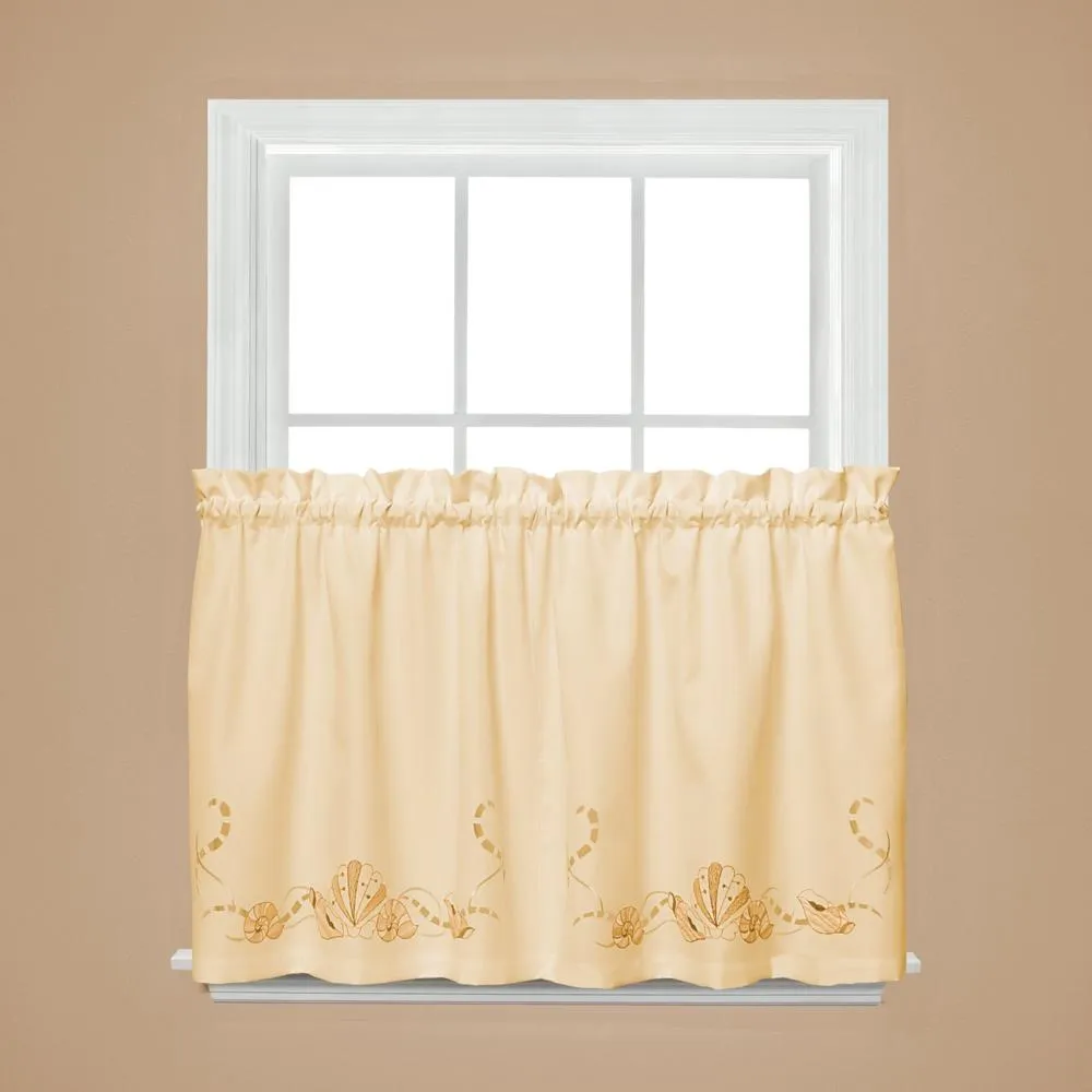 Saturday Knight Ltd Seabreeze Linen Textured Window Tier - 2 Piece - Sand