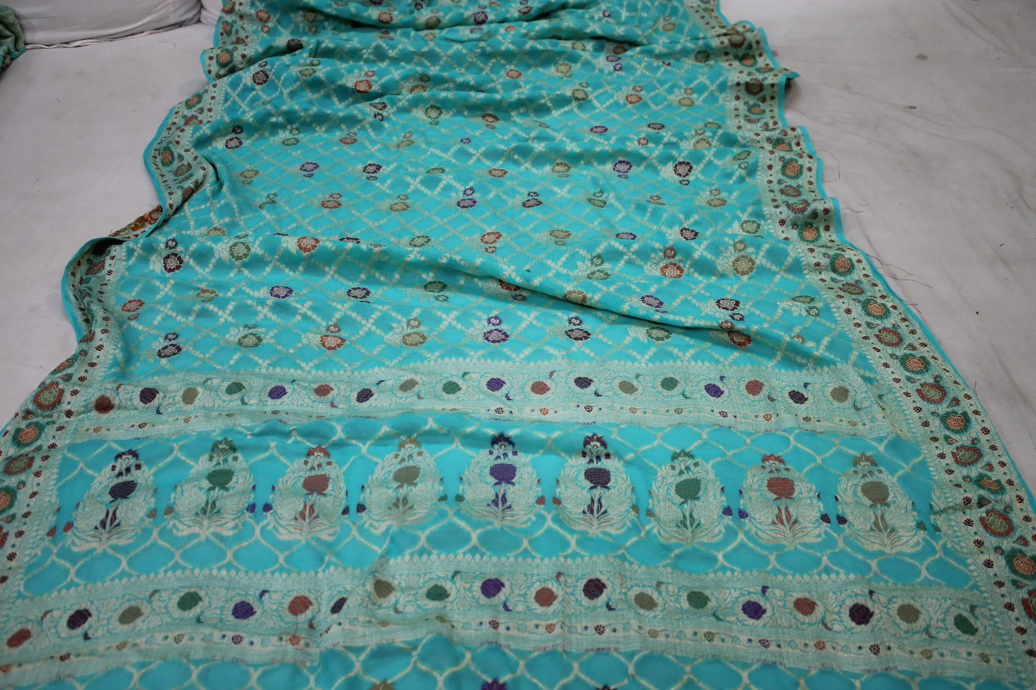 Serenity in Blue: Natural Blue Ghatchola Tilfi Pure Khaddi Georgette Banarasi Sari