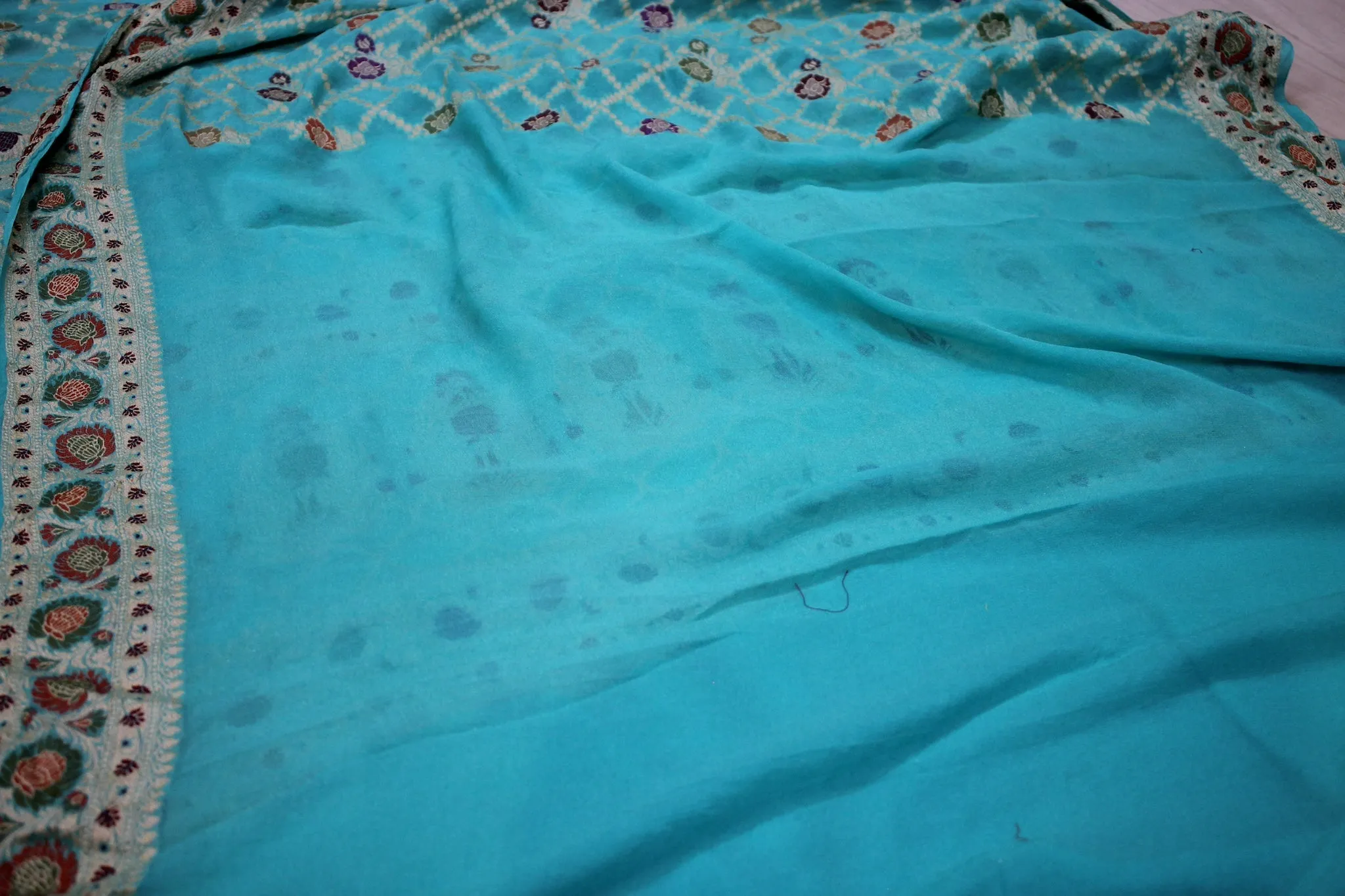 Serenity in Blue: Natural Blue Ghatchola Tilfi Pure Khaddi Georgette Banarasi Sari
