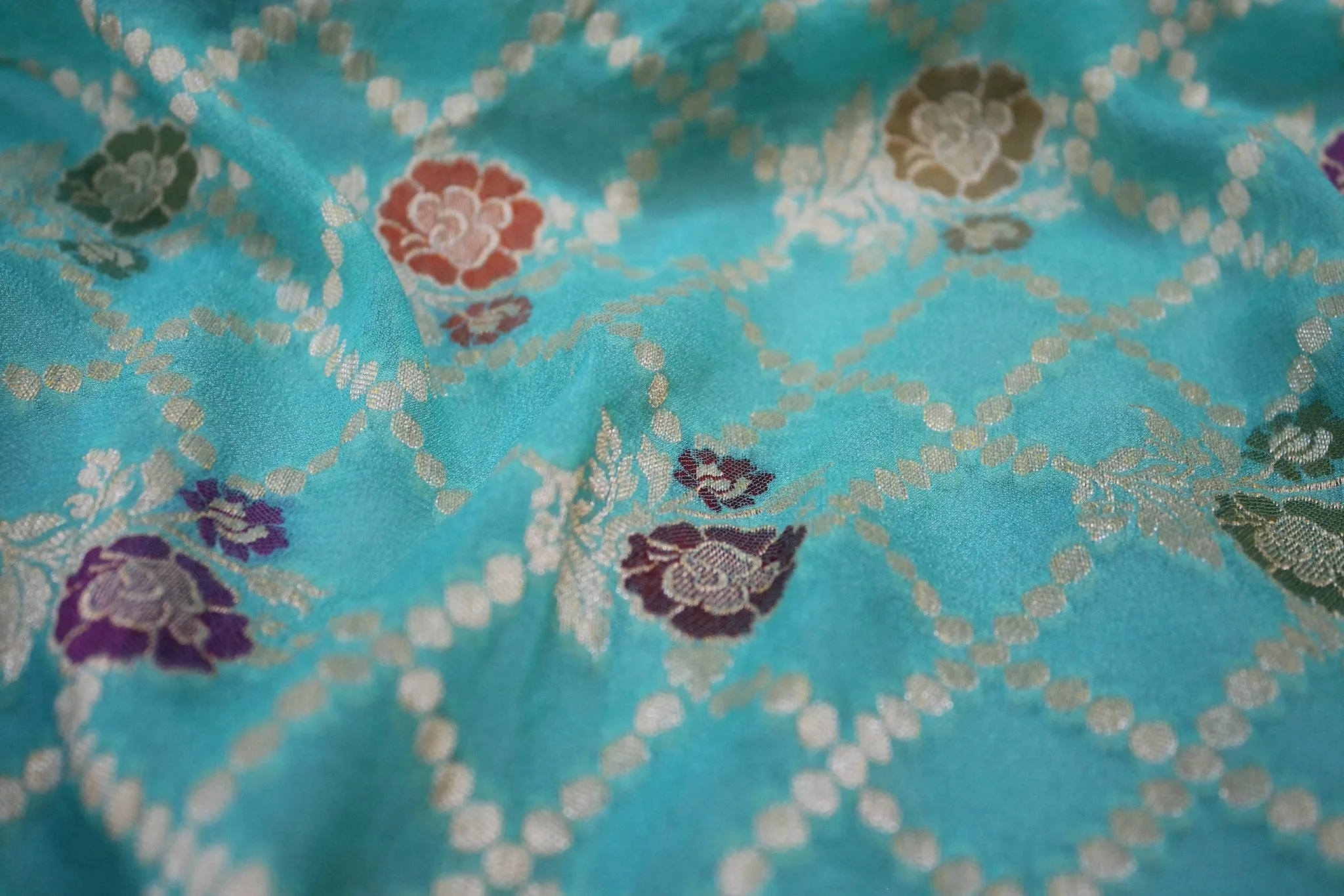 Serenity in Blue: Natural Blue Ghatchola Tilfi Pure Khaddi Georgette Banarasi Sari