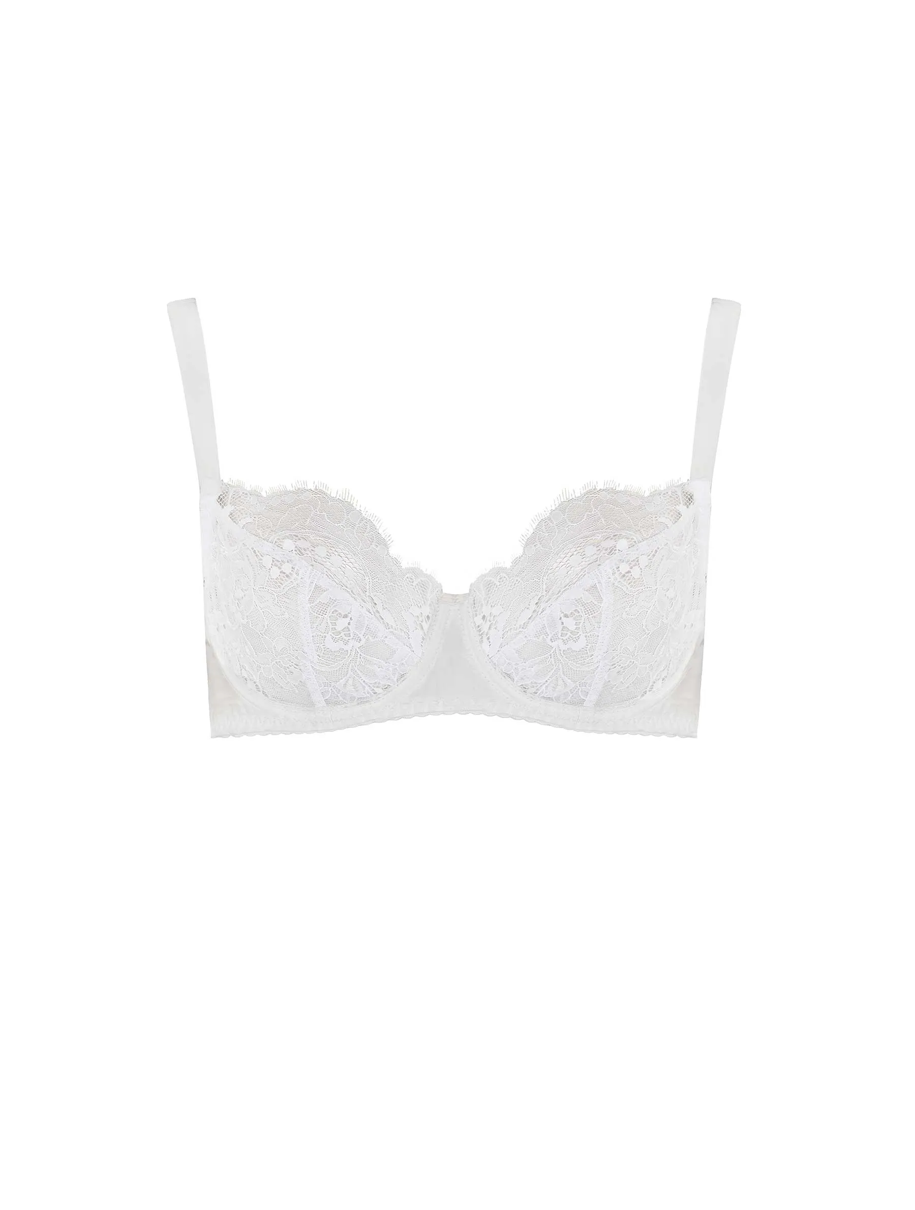Signature Lace Balcony Bra-White