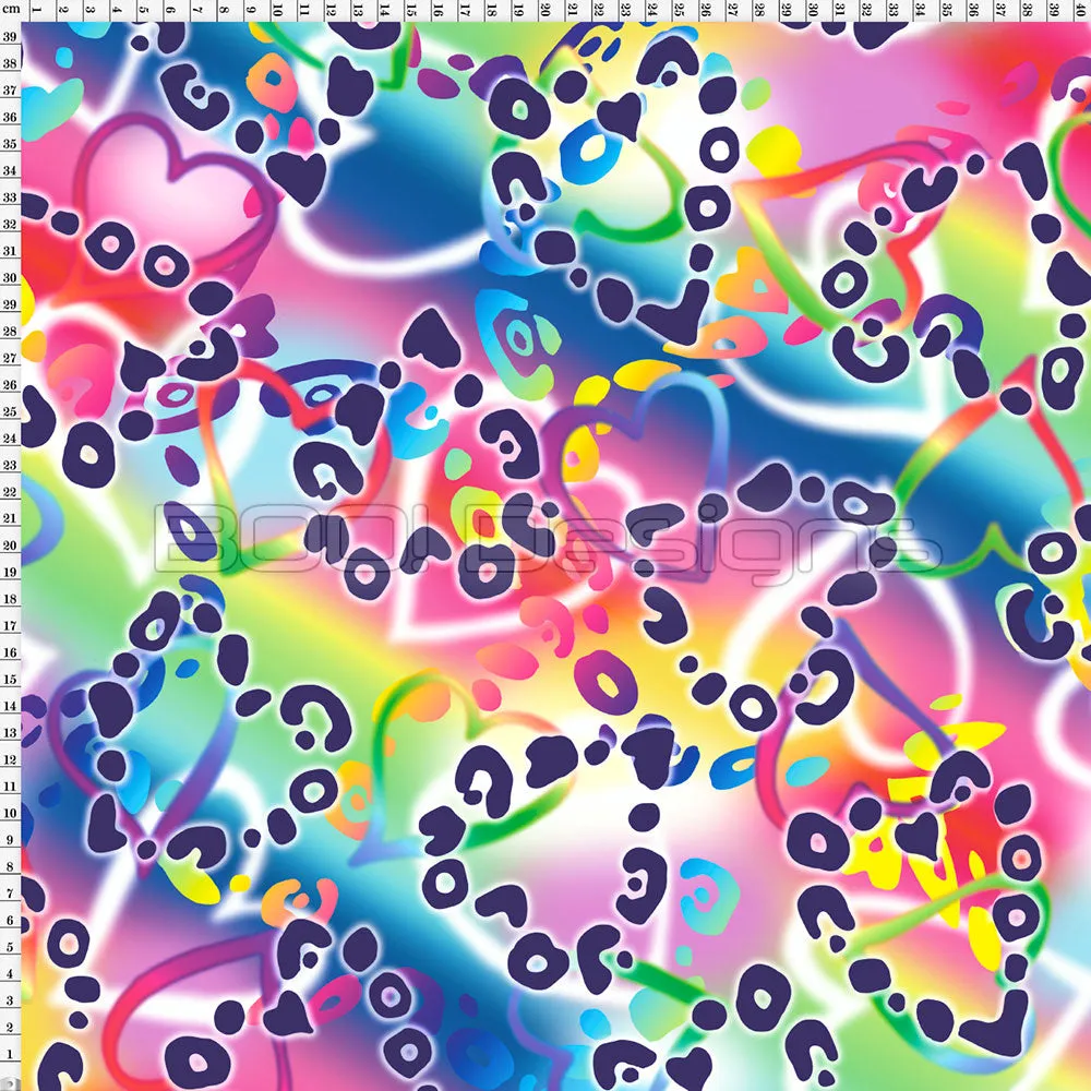 Spandex Cheetah Hearts Multi