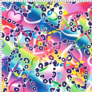 Spandex Cheetah Hearts Multi