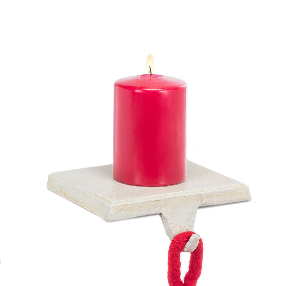 White Flat Base Christmas Stocking Holder