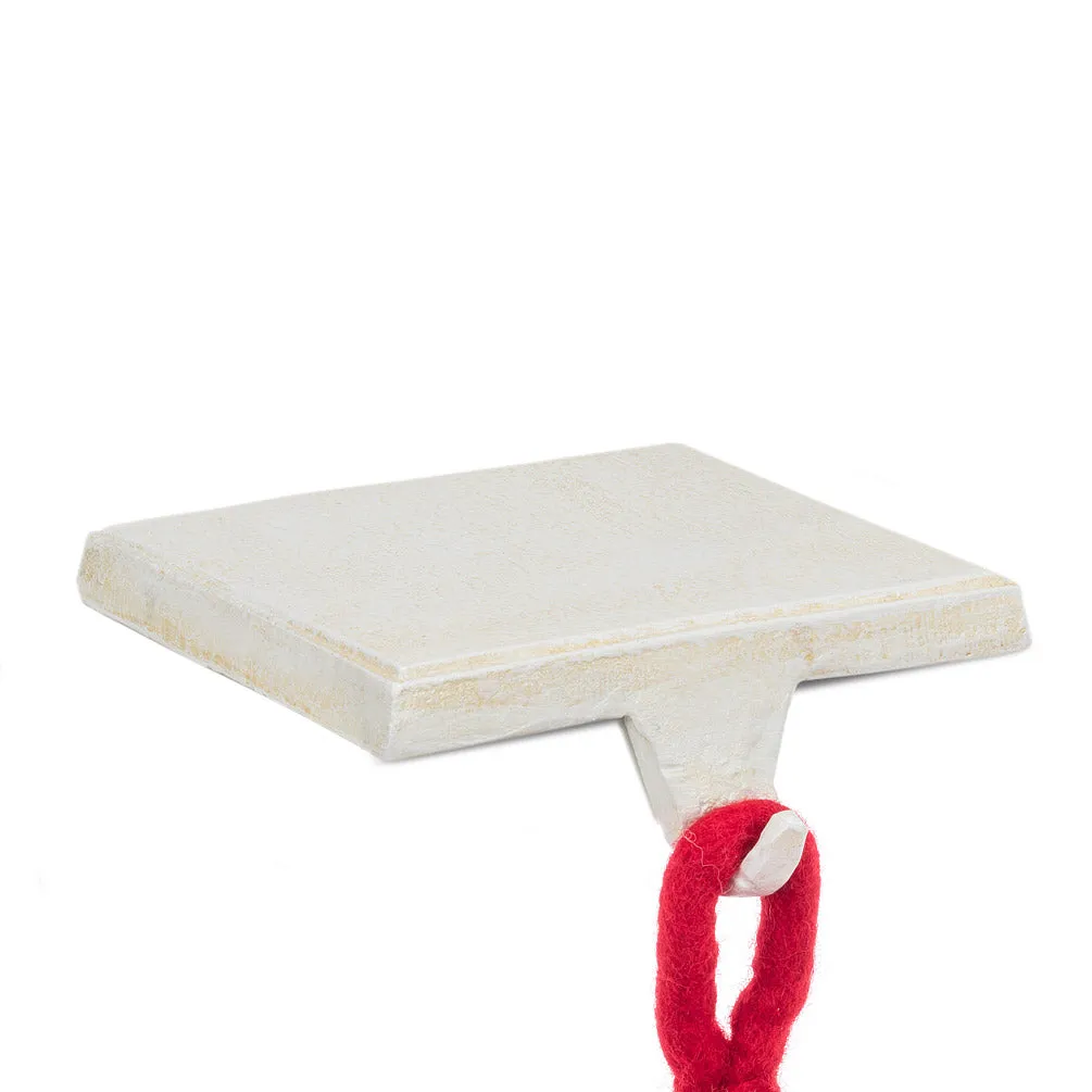 White Flat Base Christmas Stocking Holder