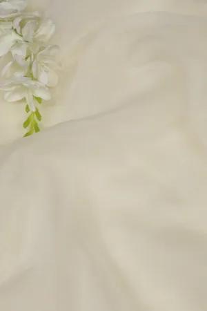 White Organza Silk Fabric for Elegant Designs  ( 1 Mtr )