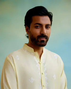 Yellow Sunshine Chanderi Buta 
Embroidery Kurta
